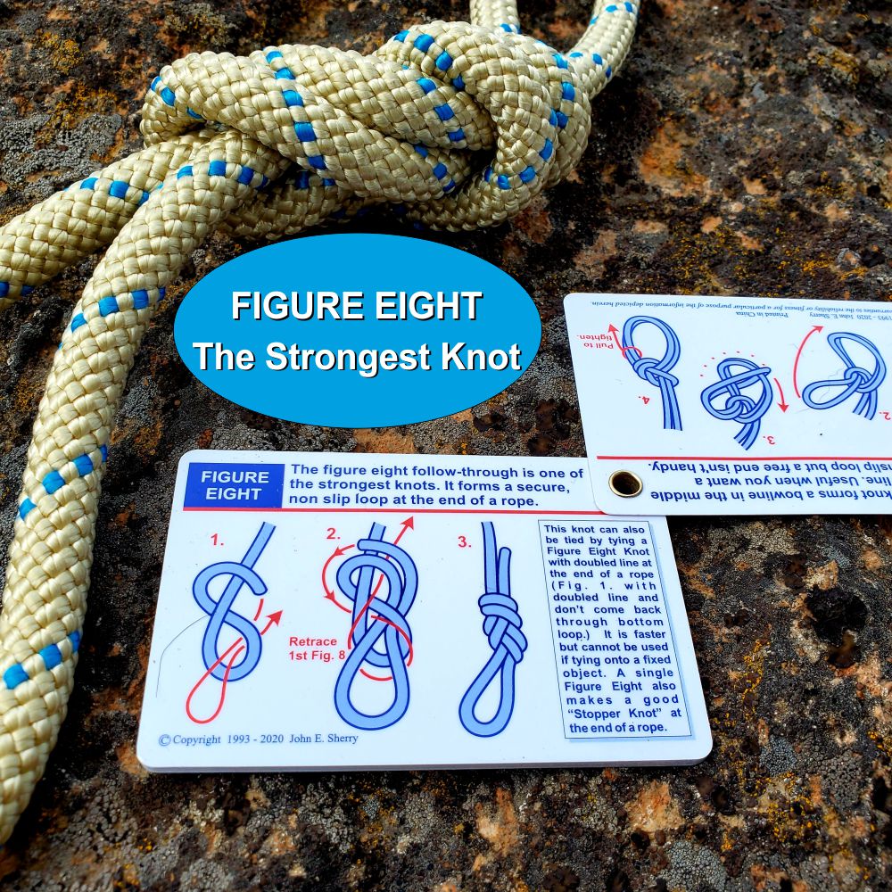 Outdoors Knot Tying Practice Kit - Waterproof Knot Cards, Webbing